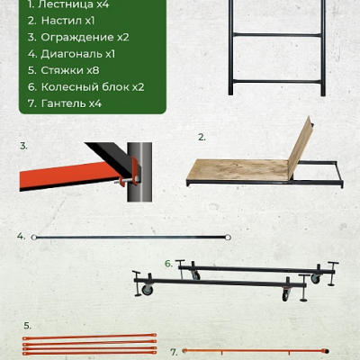 Вышка-тура ВС-250/0,7 высота 2,6м.